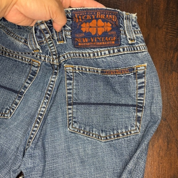 Lucky Brand Dungarees Rancher Flare Wide Leg Blue Jeans Vintage Y2K 25 Short EUC - Picture 8 of 15